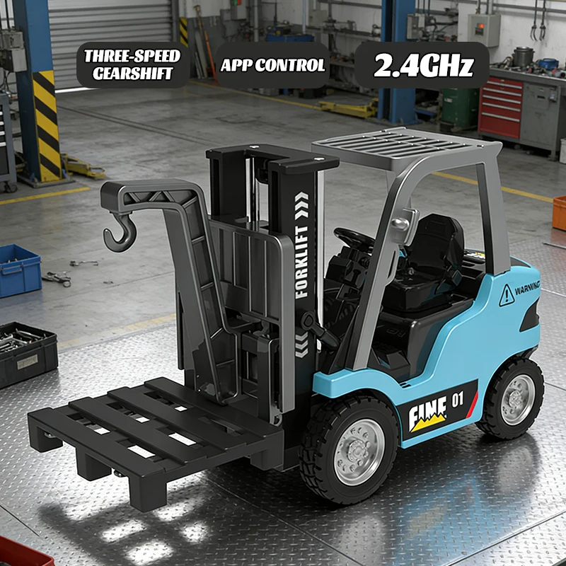 Alloy RC Forklift Truck 2.4G Kids Toys Remote Control Car Toys for Boys Crane Liftable Stunt Car for Children Gift