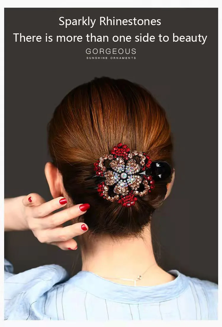 Pear flower elegant Rhinestone duck-billed hairpin, mother and daughter hair accessories