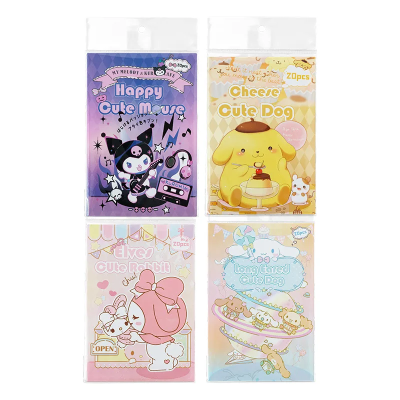 SL-51 Sanrio Cute Pets Notebook Cartoon Transparent PVC Sticker Kuromi Melody 20 Cards