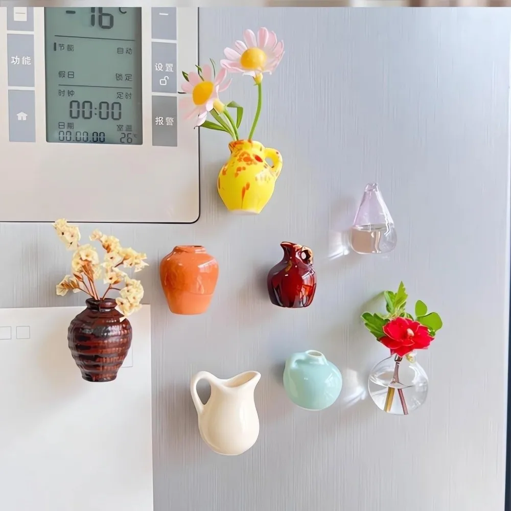 

Creative Decorative Mini Vase Fridge Magnets Handmade Small 3D Vase Magnet Unique Resin Flower Arrangement Vase Wedding Decor