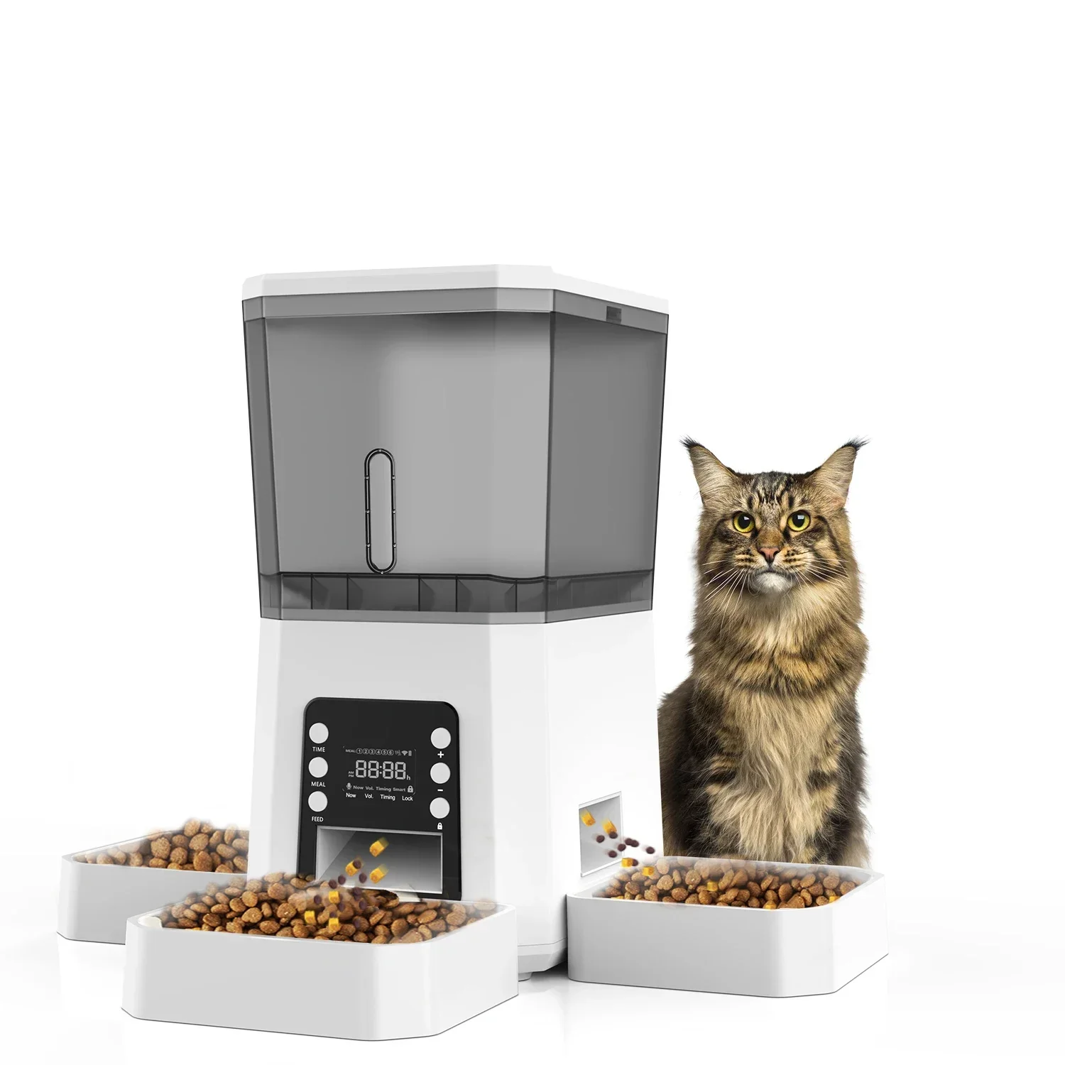 

Manufacturer 2023 Automatic Pet Food Dispenser Smart Pet Feeder Dual Power Supply for large dog 3 Bowl