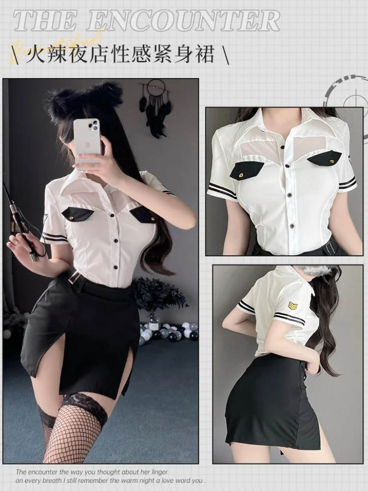 Disfraz de Cosplay de mujer policía, lencería erótica, uniforme de entrenador Sexy, traje de ancla, vestidos cruzados, trajes de juego de rol, ropa de discoteca de fiesta