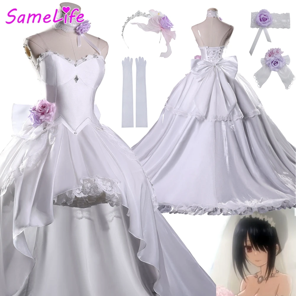 

Anime Date A Live Yatogami Tohka Cosplay Fantasy Wedding Dress Women Costume Disguise Halloween Female Roleplay Party Outfits