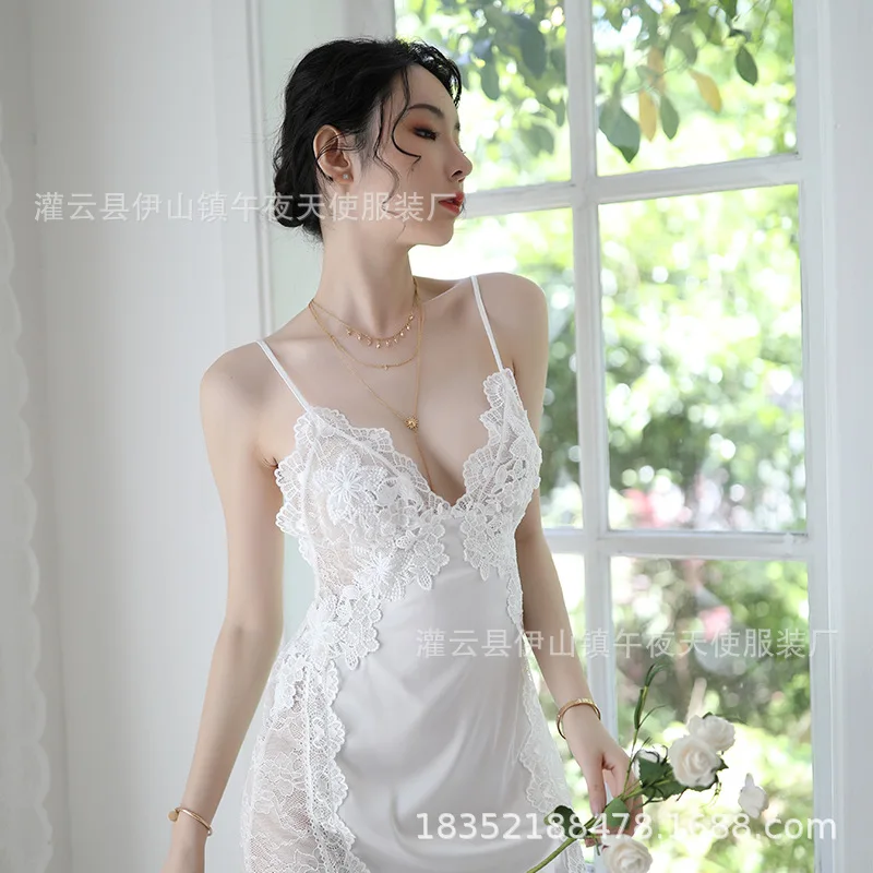 

New Fun Underwear Summer Women's Sexy Suspended Dress Lace Embroidered Temptation Pajamas