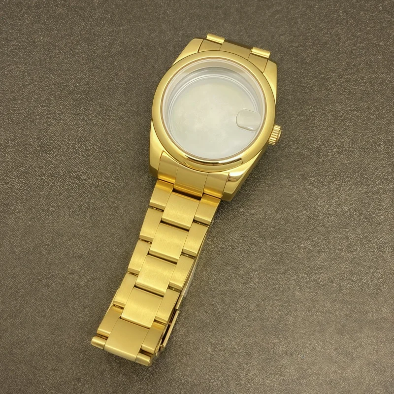 For NH35 Case Accessories Log Round Edge 36/39MM Stainless Steel Case Strap Kit Sapphire Glass