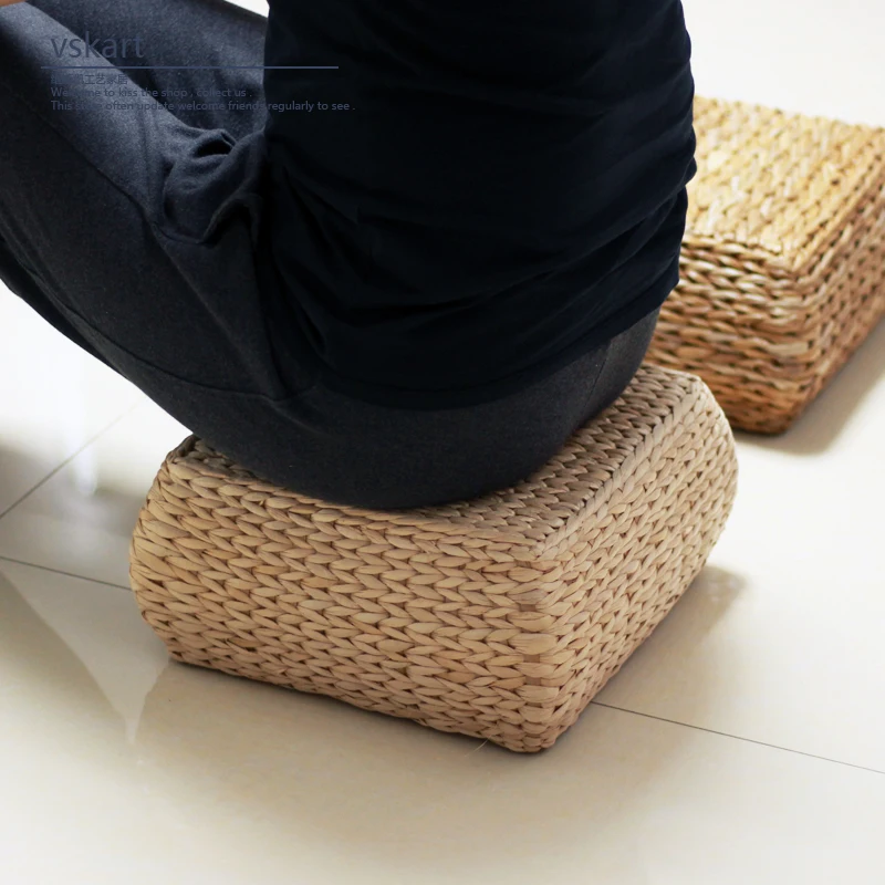 The product can be customized.Grass woven square seat stool creative footrest low stool small stool stool pier replacement