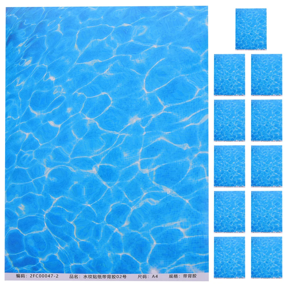 

12Pcs Ocean Texture Stickers Easy Installation PVC for Classroom Office Blackboard Party Decor Water Pattern Sheets