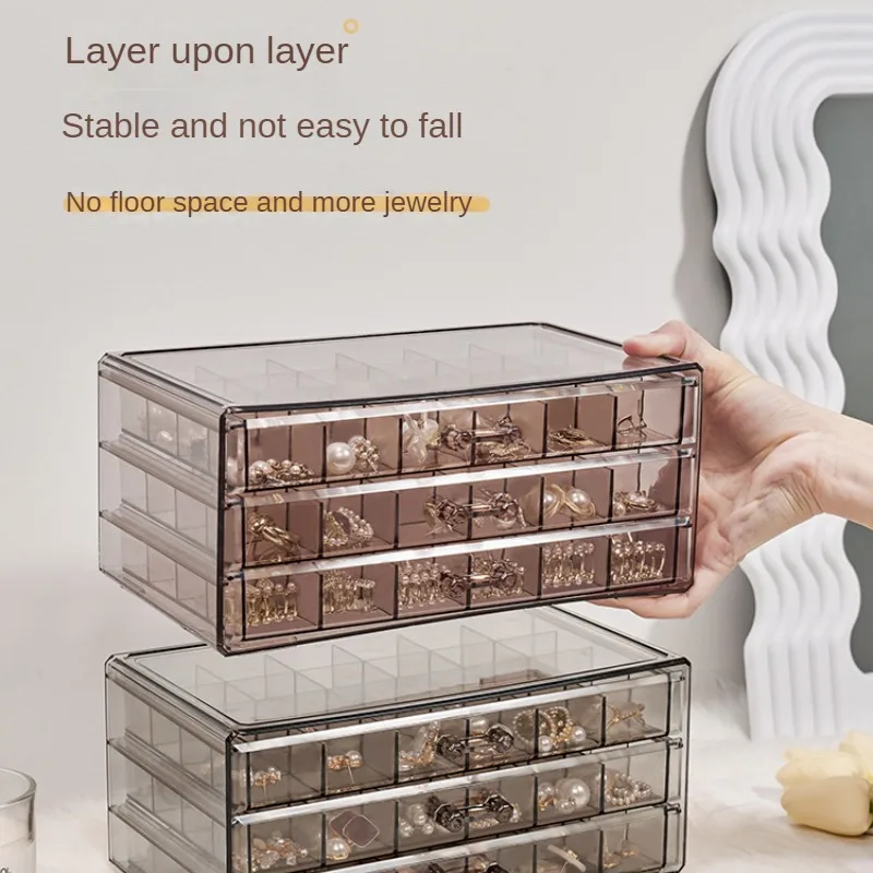 Jewelry Organizer Box Makeup Organizer Plastic Storage Container Desktop Organizer Dustproof Drawer Storage Box Sundries Box