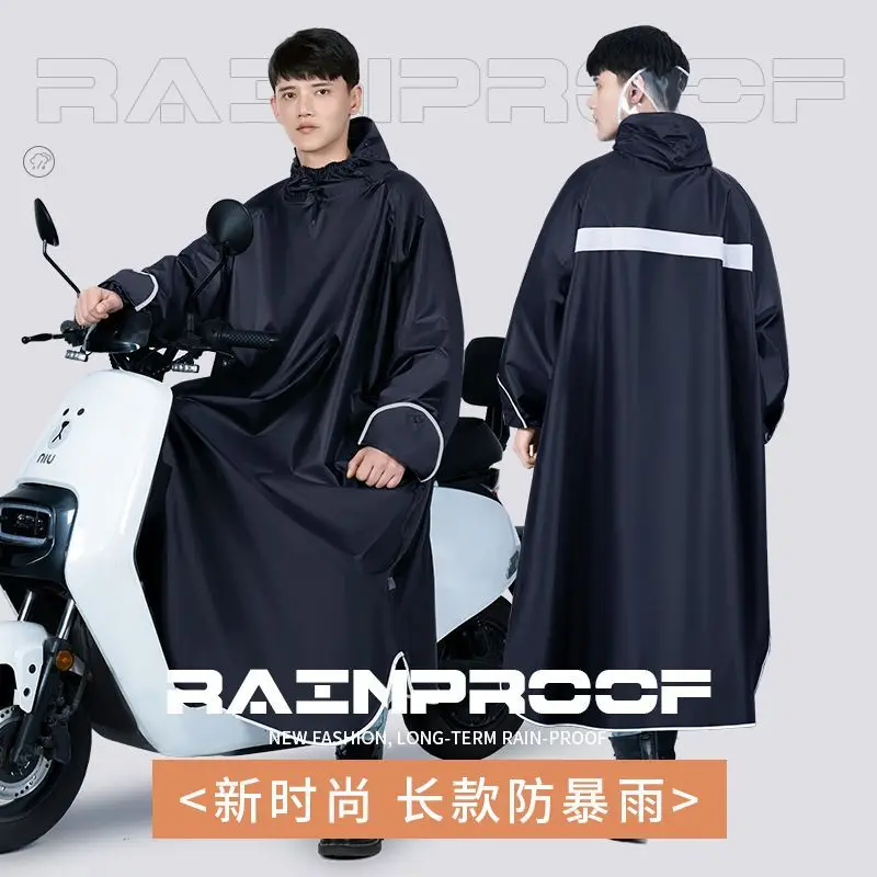 Adult Long Raincoat with Gloves Impermeable Waterproof Men Rain Poncho Outdoor Motorcyclist Cycle Rainproof Protective Equipment