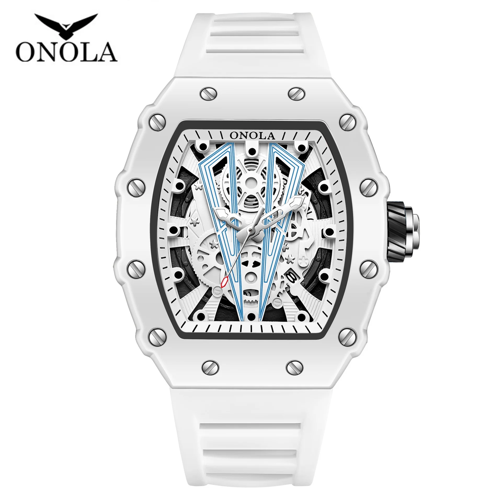 

ONOLA 3826W Sports Quartz Watches for Man Fashion Skeleton Design Calendar Luminous Waterproof Men's Casual Watch reloj hombre