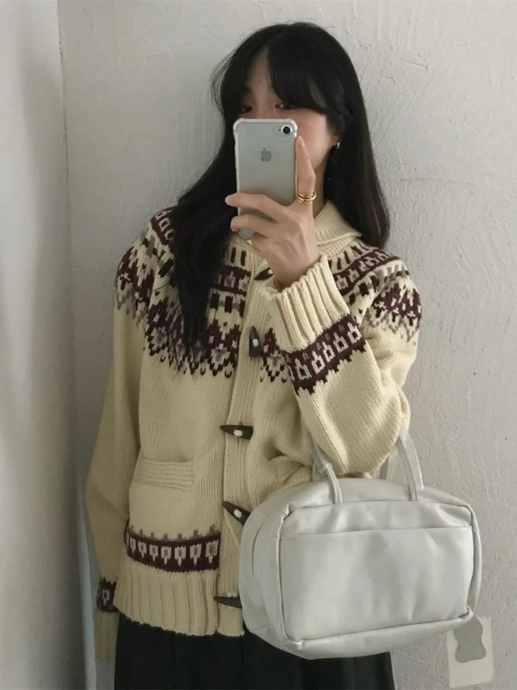 Cardigan femmes chandails manteau vestes pulls Y2k Streetwear élégant épissure tricot col rabattu travail ouvert Stith automne hiver