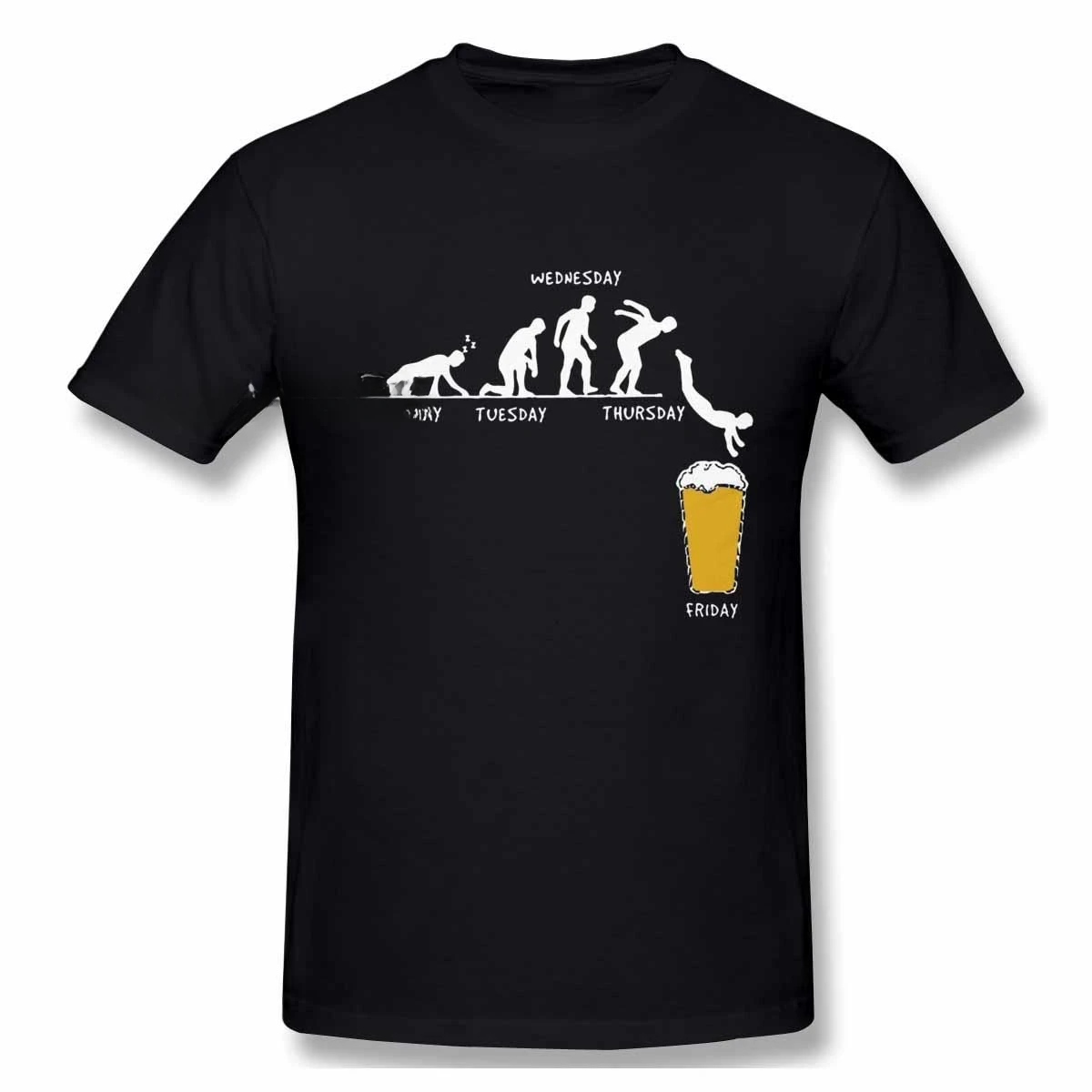 heavyweight Informal Week  Beer Alcohol Drunk Wine Men/Cotton Summer T-shirt Short Sleeve Graphics Brands Tee Top Gift