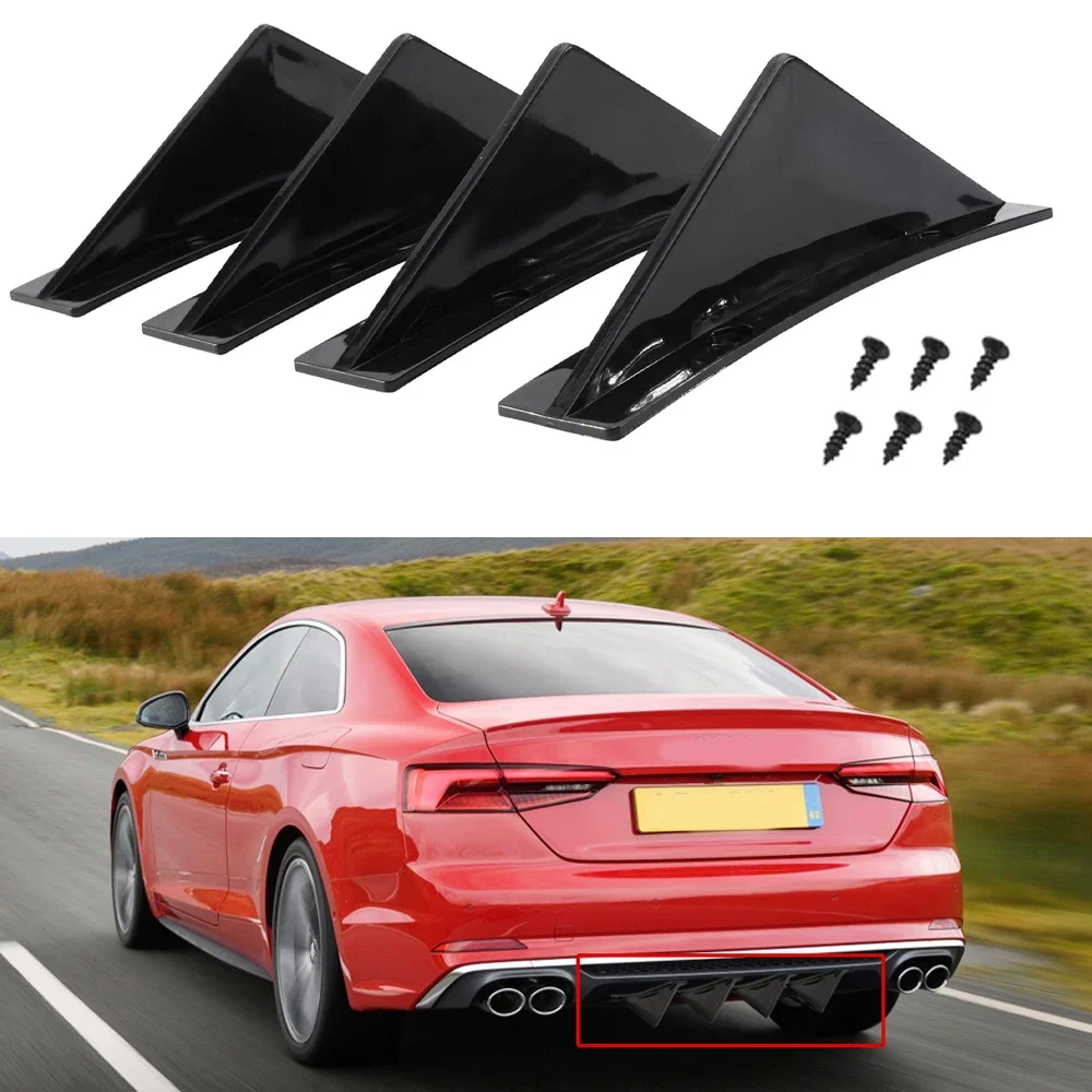 

4 шт. задний бампер автомобиля изогнутой формы задний бампер губа задний диффузор универсальный ласты стиль спойлер губное крыло сплиттер