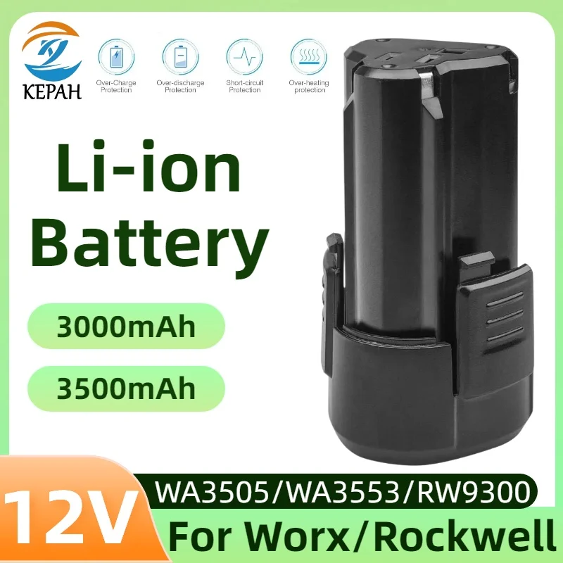 

Сменный литий-ионный аккумулятор 12В 3.0/3.5Ач для беспроводных электроинструментов WORX, совместимый с WU131X/WU132/WU280/WX129/WX540