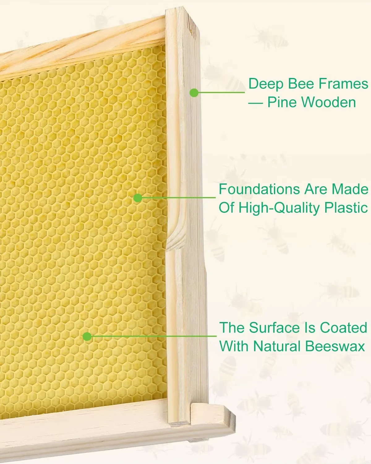 10パック 深型ミツバチ巣枠 - 蜂の巣枠と蜜蝋基板 黄色の - Beehive Frame Wax のレビューと価格