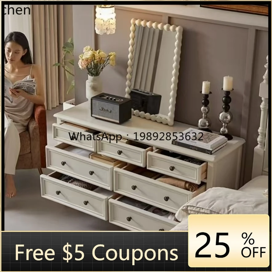 

W1 cream wind seven chest cabinet dresser integrated small apartment porch table storage cabinet bookshelf shelf