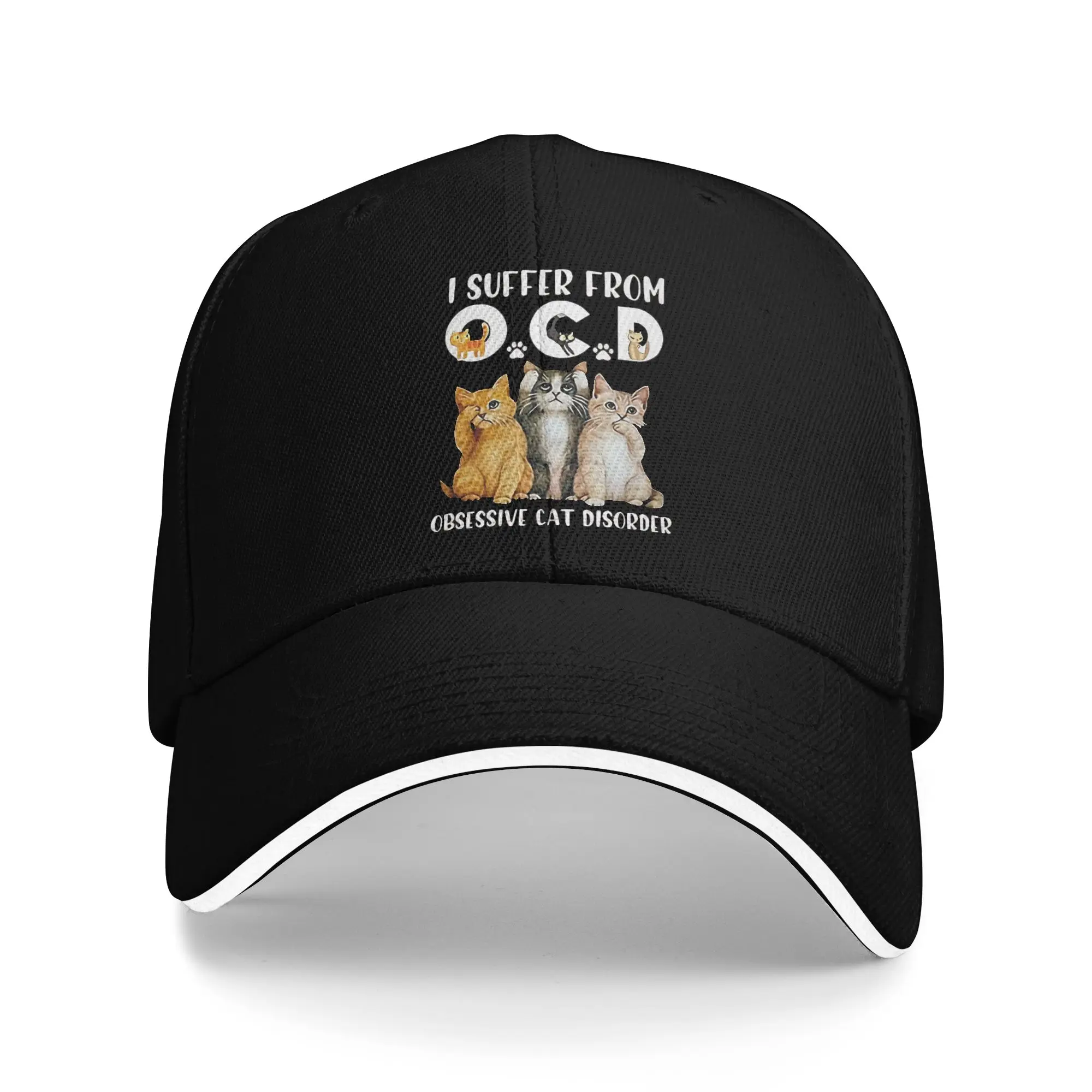 I Suffer From OCD Obsessive Cat Disorder Sun Baseball Cap  Summer Casual Trucker Hat For Unisex-Teens Kpop Rock Snapback Cap
