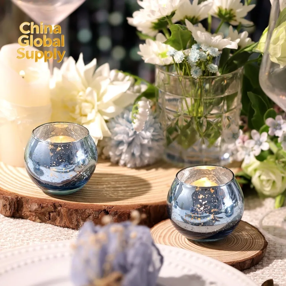 6/12 Pcs Assorted Mercury Tealight Candle Holders Glass Votive Candle Holders for Wedding Table Decorations Home Birthday Party