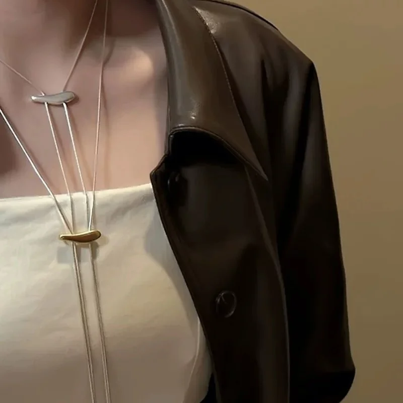 Minimalist Solid Color Matte Snake Bone Chain Necklaces for Women Fashion Adjustable Long Sweater Chain Luxury Neck Jewelry Gift