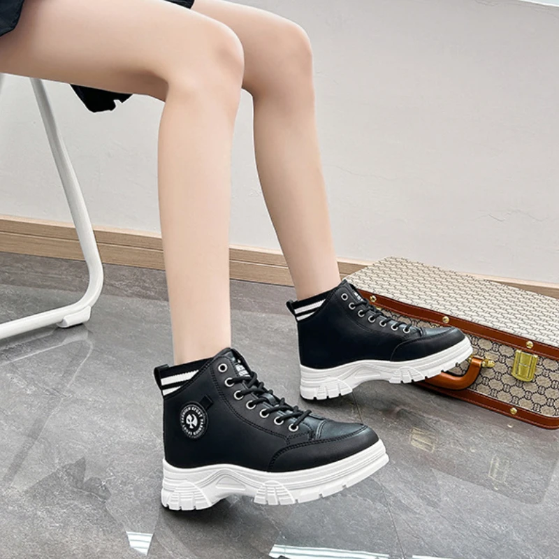 Ankle Boots Women Casual Sports High-top Sneakers Autumn 2023 New In Fashion Designer Platform Booties Female Comfort Footwear