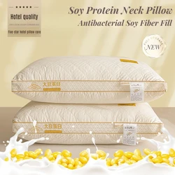 Comfortable Sleeping Pillows Hotel Pillow for Sleep Anti Wrinkle Dormir Soybean Fiber Fluffy Neck Pillow Bed Bedroom Aesthetic.
