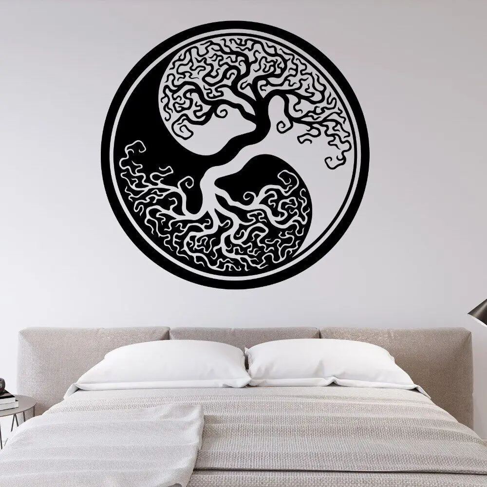 Duże Drzewo Życia Yin Yang Klasyczne Okrągłe Naklejki Ścienne Drzewo Kropka Naklejka Ścienna Sypialnia Salon Przedszkole Winylowa Fototapeta Dekoracja