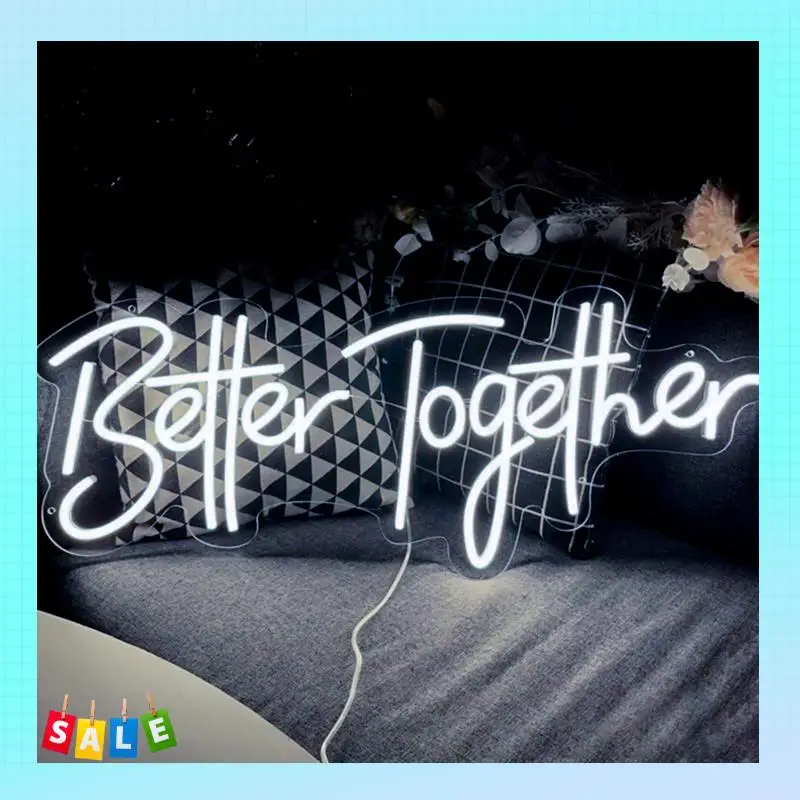

A56X Together Неоновая светодиодная вывеска Свадебный декор Вечеринка Неоновая вывеска Светодиодные фонари Спальня Украшение комнаты Настенные неоновые огни для женатых Easy Insta