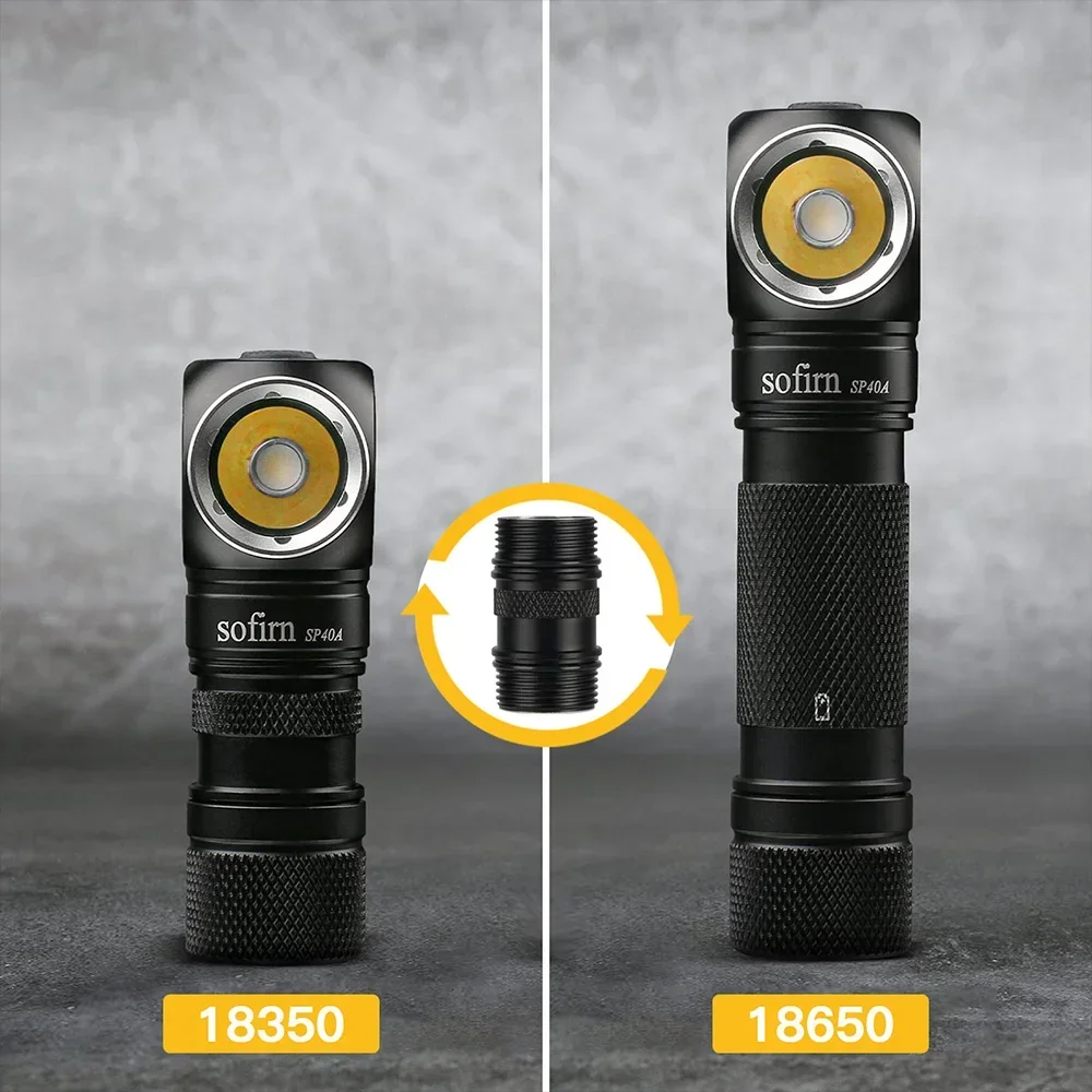 Sofirn-SP40A 1200lm كشافات TN-3535 18650 مصباح أمامي قابل لإعادة الشحن TIR Optics Lens USB C مصباح يدوي مع غطاء خلفي مغناطيسي