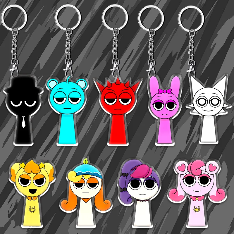 12cm Incrediblebox Sprunki Acrylic Keychain Acrylic Garrett Brude Venelia Book Charter Key Accessories Pendant Children Day Gift