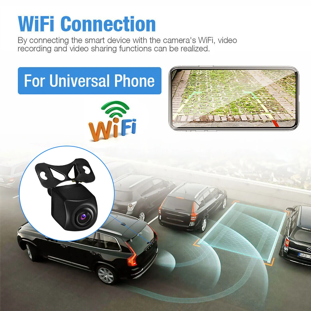

Беспроводная Wi-Fi камера заднего вида для автомобиля с ночным видением, HD-камера заднего хода, водонепроницаемая IP67, поддержка IOS и Android