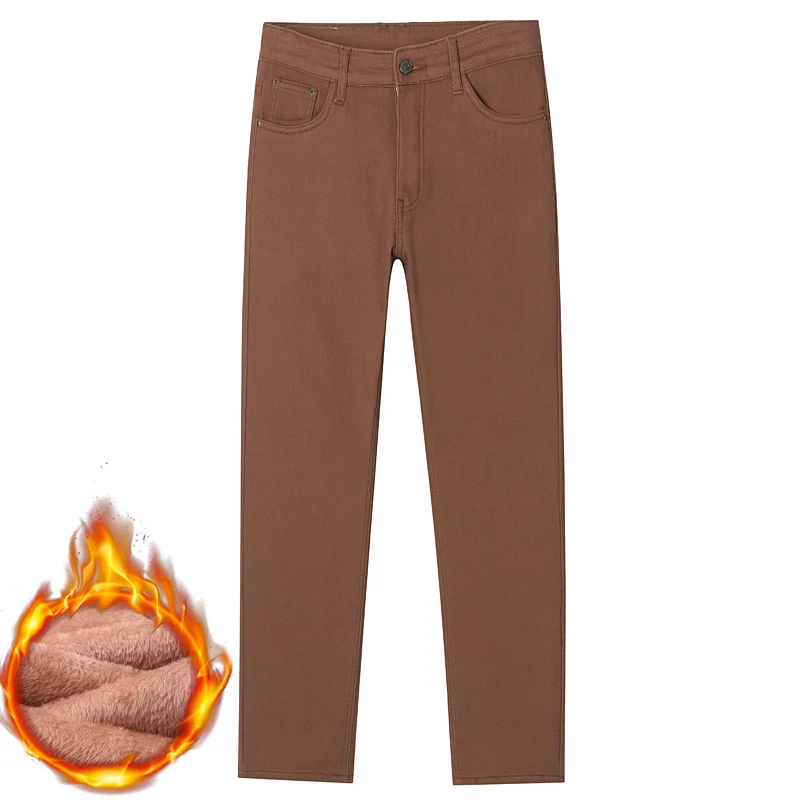 2026 96% Cotton Winter Velvet Thickened Brown Casual Pants, Trendy Brand Loose Straight-leg Pants Trendy Elastic Casual Pants
