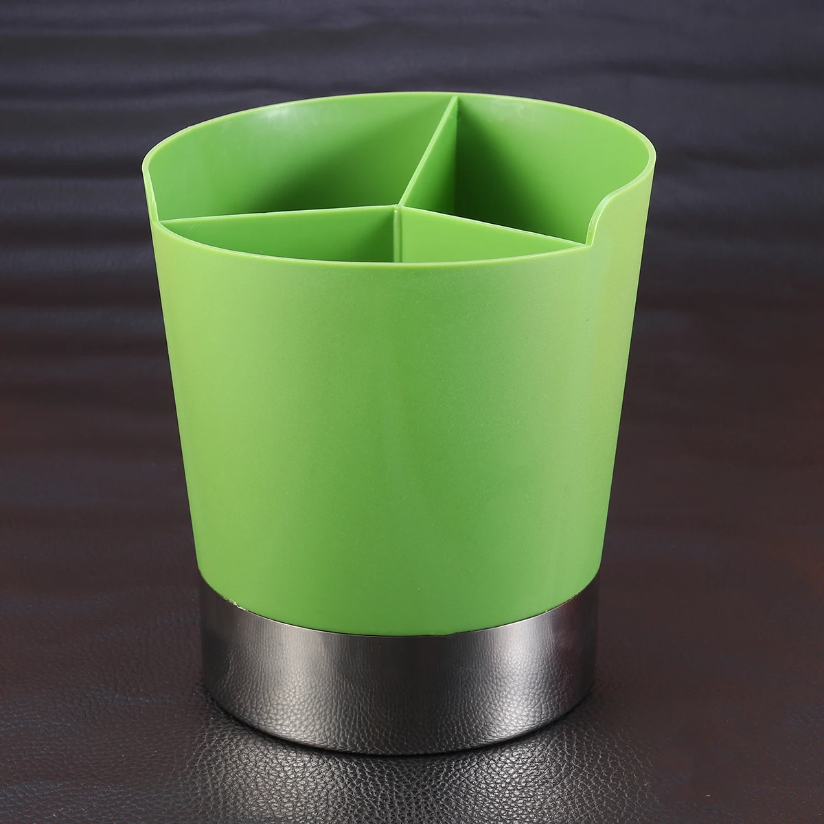 

Cutlery Dispenser 3 Compartments Stainless Steel Plastic Utensil Organizer Holder Tableware Kitchen Counter Storage Drain