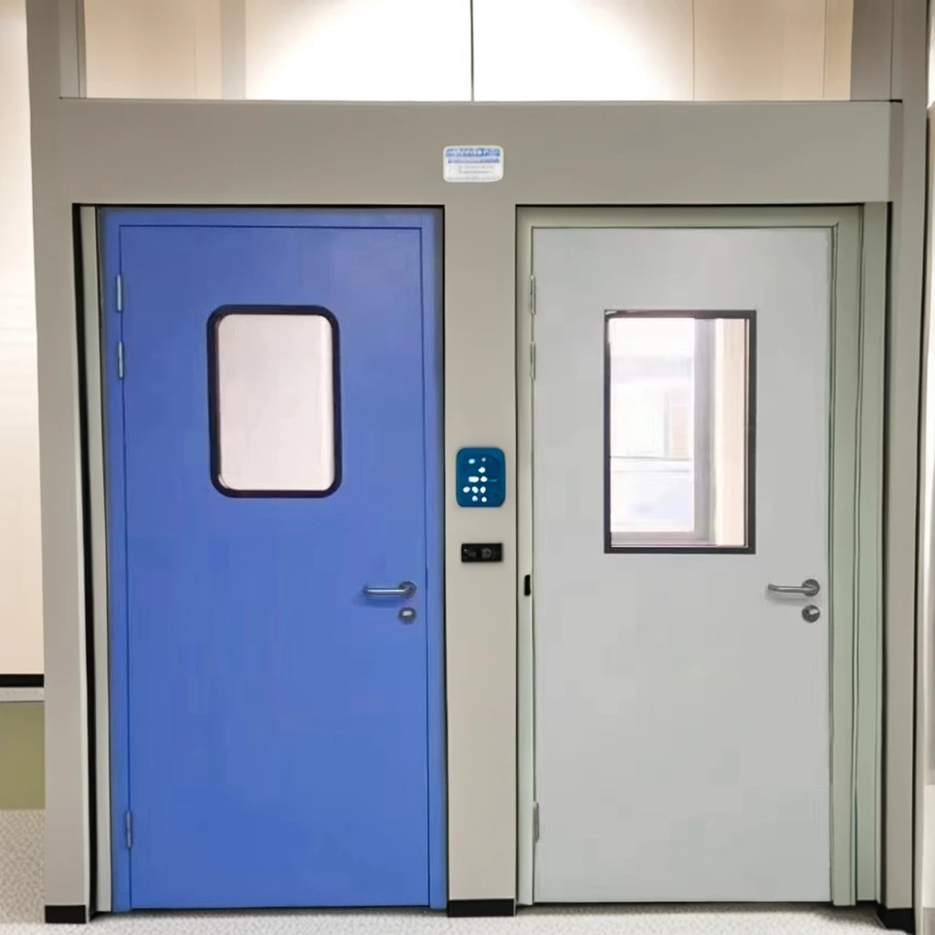 현대적인 디자인의 병원용 음압 클린룸 도어, 내부 이중 슬라이딩 아연 도금 강철 클린룸 도어