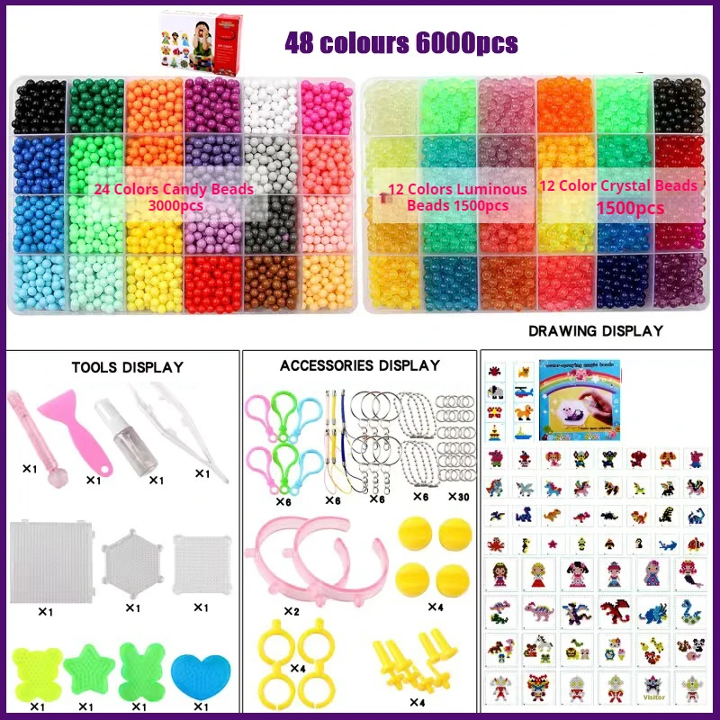 Luminous DIY Water Spray Magic Beads Handmade Toy Set Children\'s Color Crystal Beads Puzzle Craft Kit Gift Variety Bean Toys