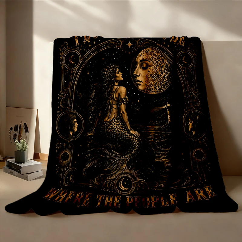 Antisocial Mermaid Flannel Throw, Antisocial Siren Flannel Blanket, I Don't Wanna Be Where The People Are Cozy Blanket