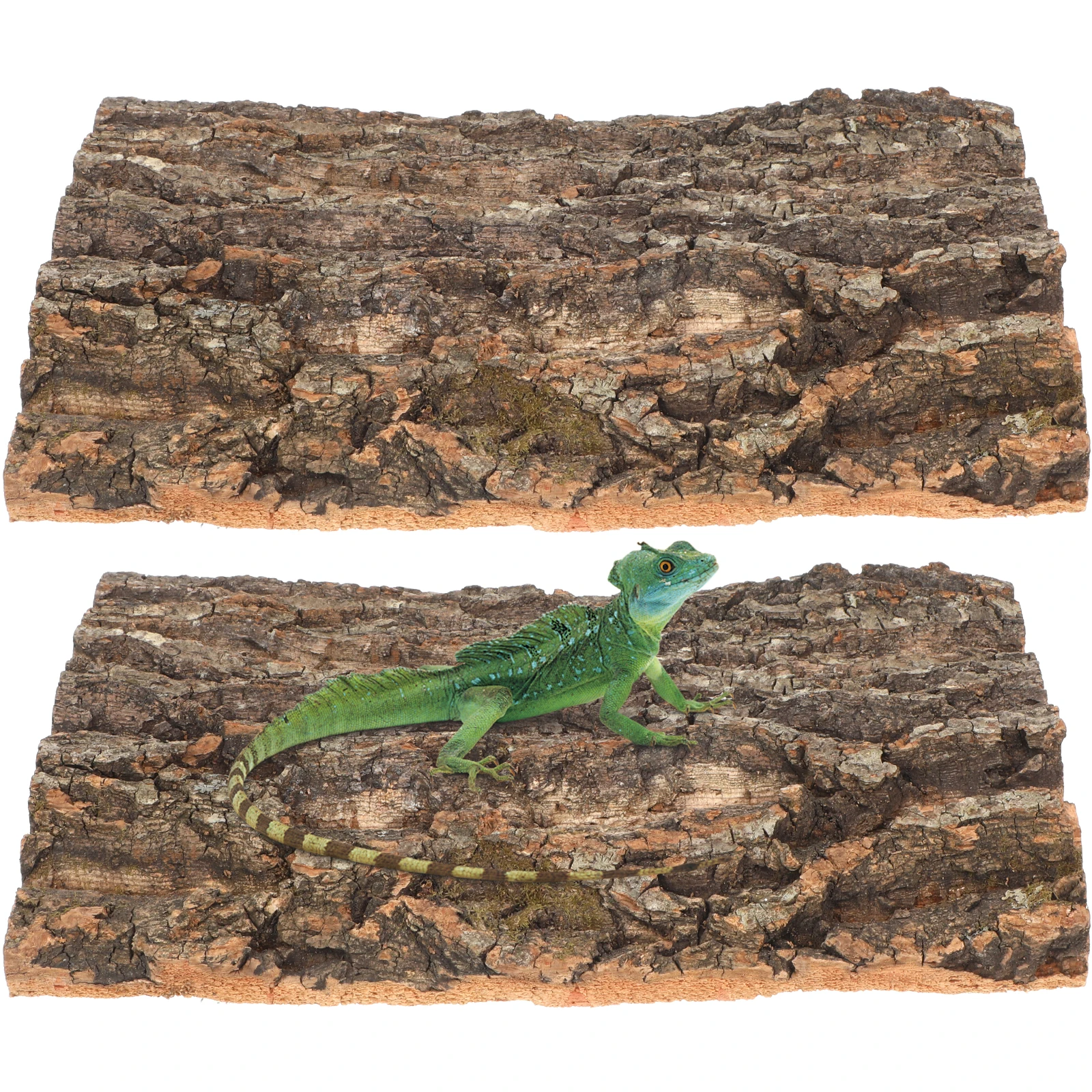 

2Pcs Reptile Bark Platform Bark Terrarium Decoration Turtle Basking Reptile Hide Turtle Platform