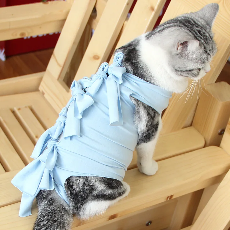 

Breathable Cat Surgery Recovery Clothing Professional Post-Operative Garment for Weaning Wound Care Anti-Lick Cat Recovery Suit