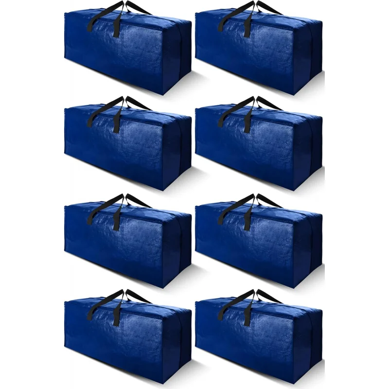 

8 Pack Heavy-Duty Extra Large Moving Bags with Backpack Straps Handles Zippers Fold Flat Storage Totes Alternative to Boxes