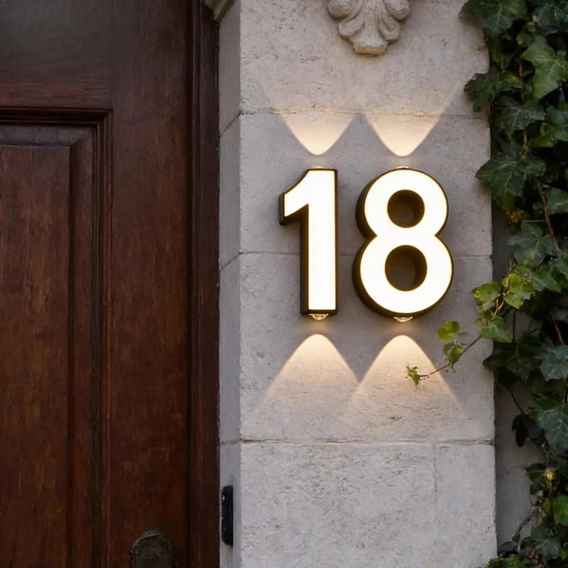 

LED Alphabet Wall Light Outdoor Wall Decoration Light Modern Simple House Number Hotel Floor Room Number Digital Light