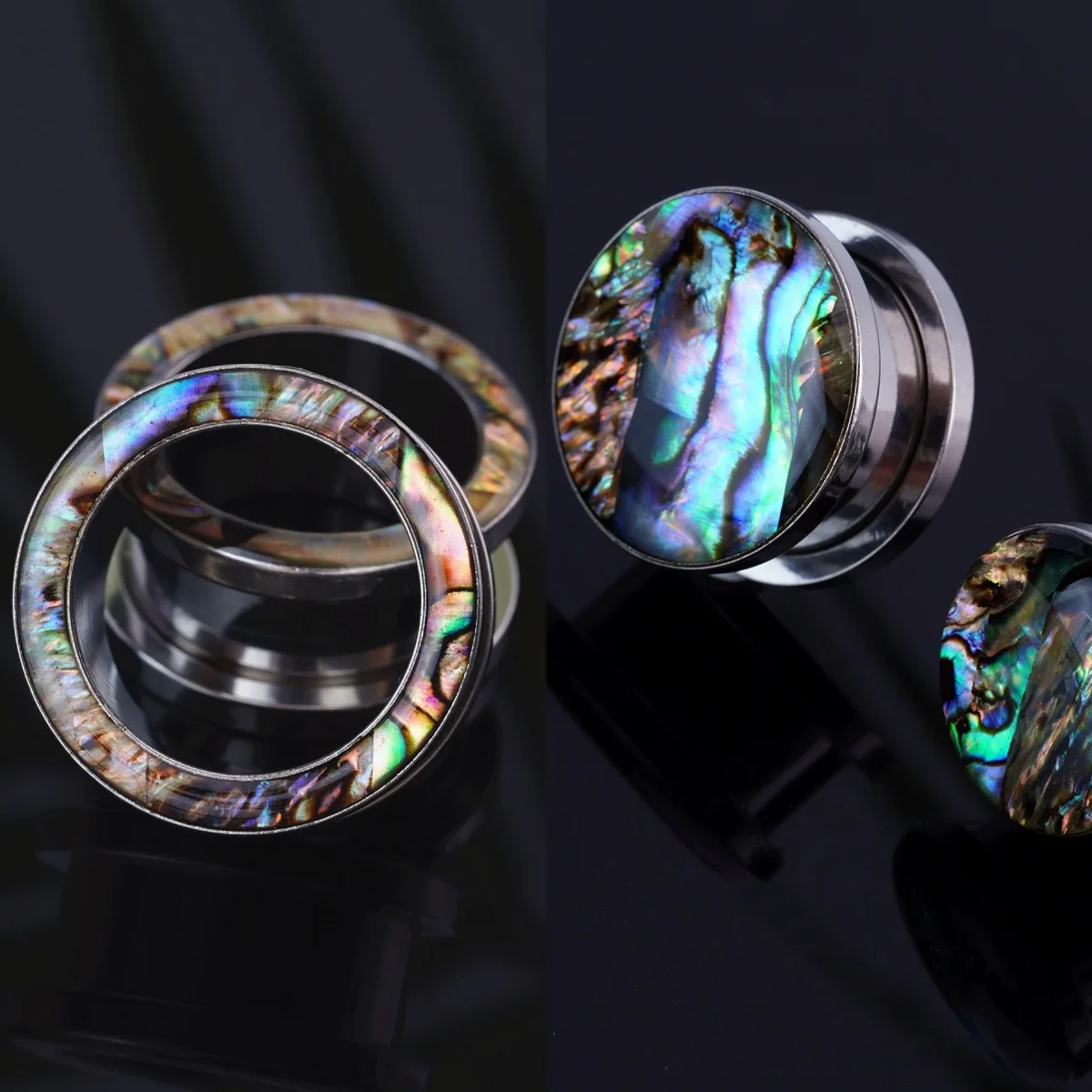2 Pcs Fashion Stainless Steel Natural Color Ear Plugs Ear Expander Solid Hollow Piercing Body Jewelry Wholesale 2g-5/8