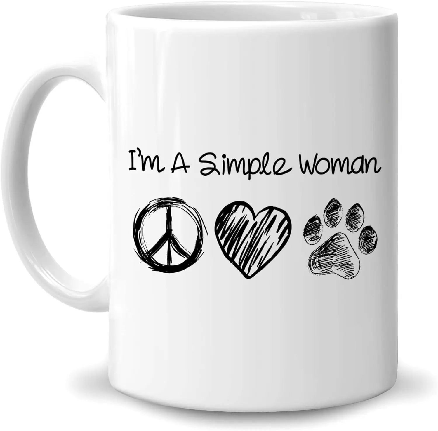 Hyturtle Gifts For Her Hippie Soul Hippie Women Dog Mom Dog Lovers Minimalist - Birthday Christmas - Peace Love Pawprint 11oz Wh