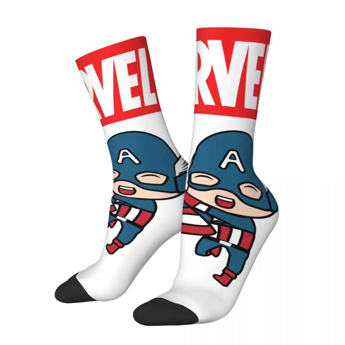 

Funny Crazy Sock for Men Hot Selling Marvel Hip Hop Harajuku Captain America Happy Seamless Pattern Printed Boys Crew