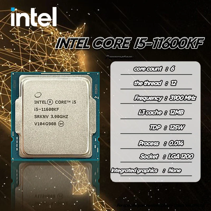 Intel Core i5-11600KF processor CPU i5 11600KF LGA 1200 New but without cooler