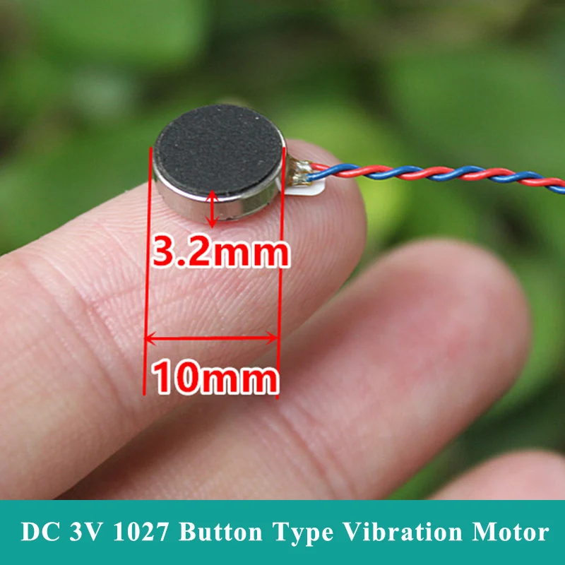 Micro moteur de vibration CC 3V, bouton plat, pièce de monnaie, moteur vibrant pour téléphone portable, 1027, 10mm x 2.7mm