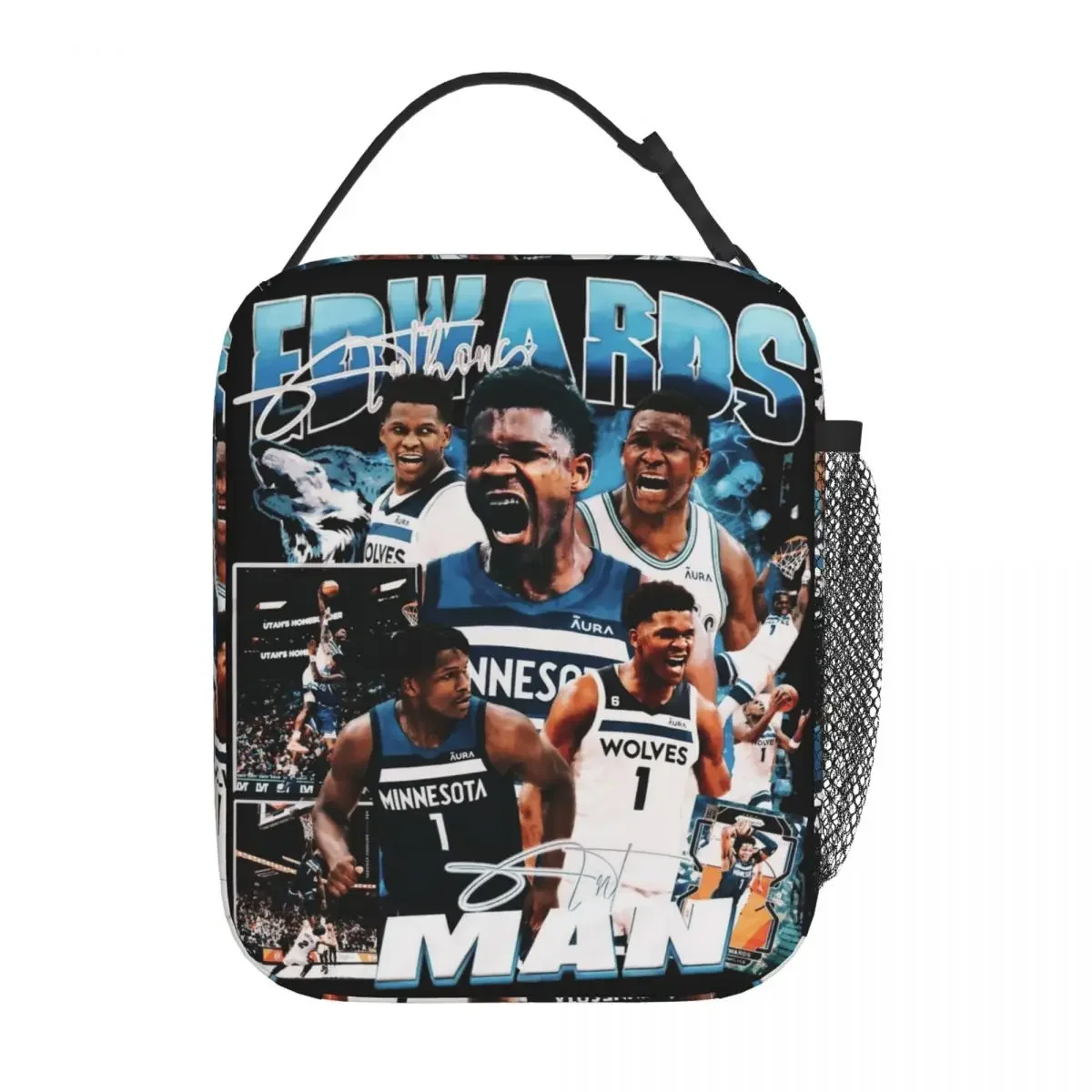 Vintage Anthony Edwards  Bootleg Thermal Insulated Lunch Bag for School ANT Basketball Sports Portable Food Bag Lunch Box