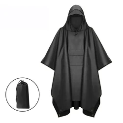 Lightweight Waterproof Raincoat Unisex Adult Hooded Rain Poncho with Pocket Backpack Rain Cover Camping Tent Picnic Mat