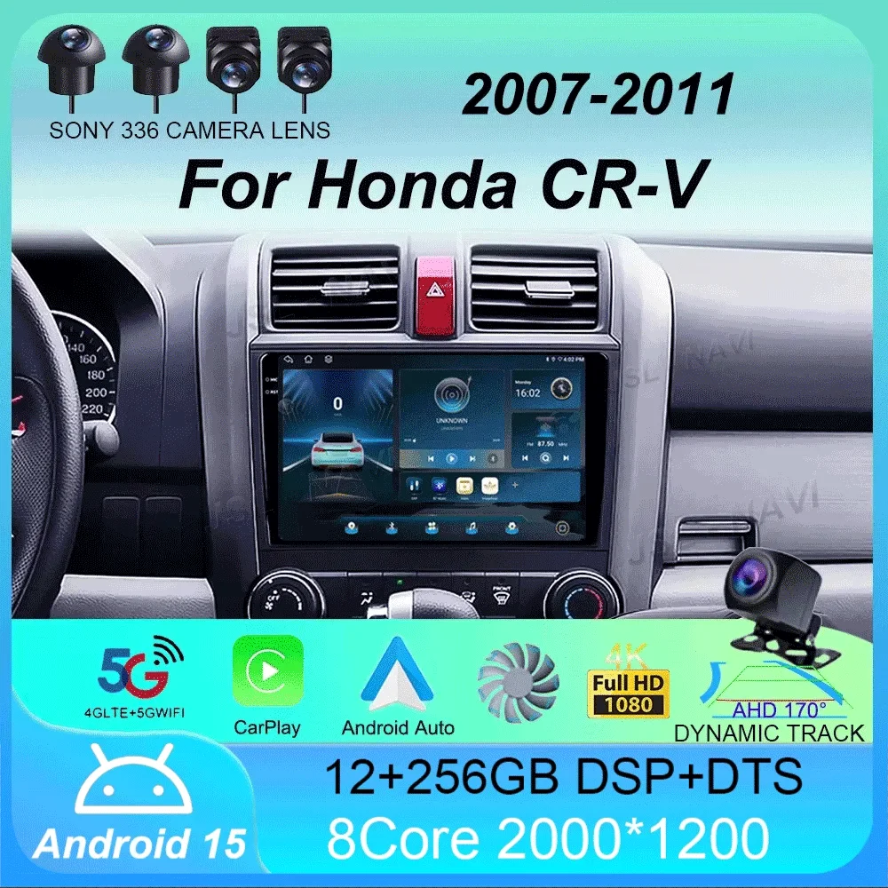 

Car Radio Android 15 For Honda CR-V 3 RE CRV 2007 - 2011 Navigation GPS Multimedia Player Stereo WiFi+4G BT Carplay+Auto 2 DIN
