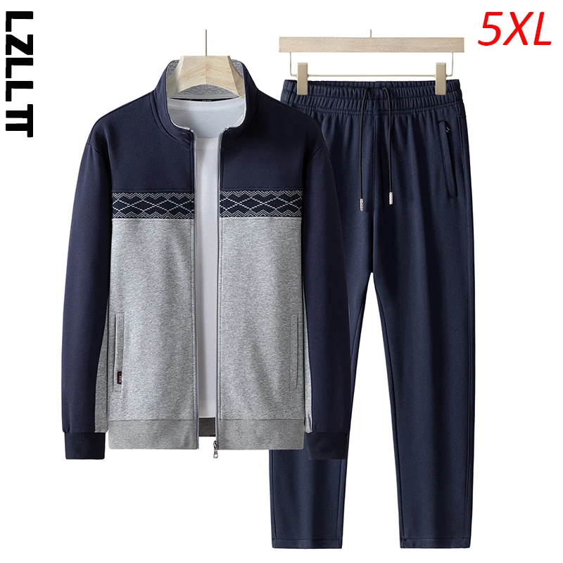 

Men Windproof Outdoor Casual Sports Jogger 2 Pieces Tracksuit Sets Mens Sportswear Gym Suits Sweatpants Jacket Male Big Size 5XL