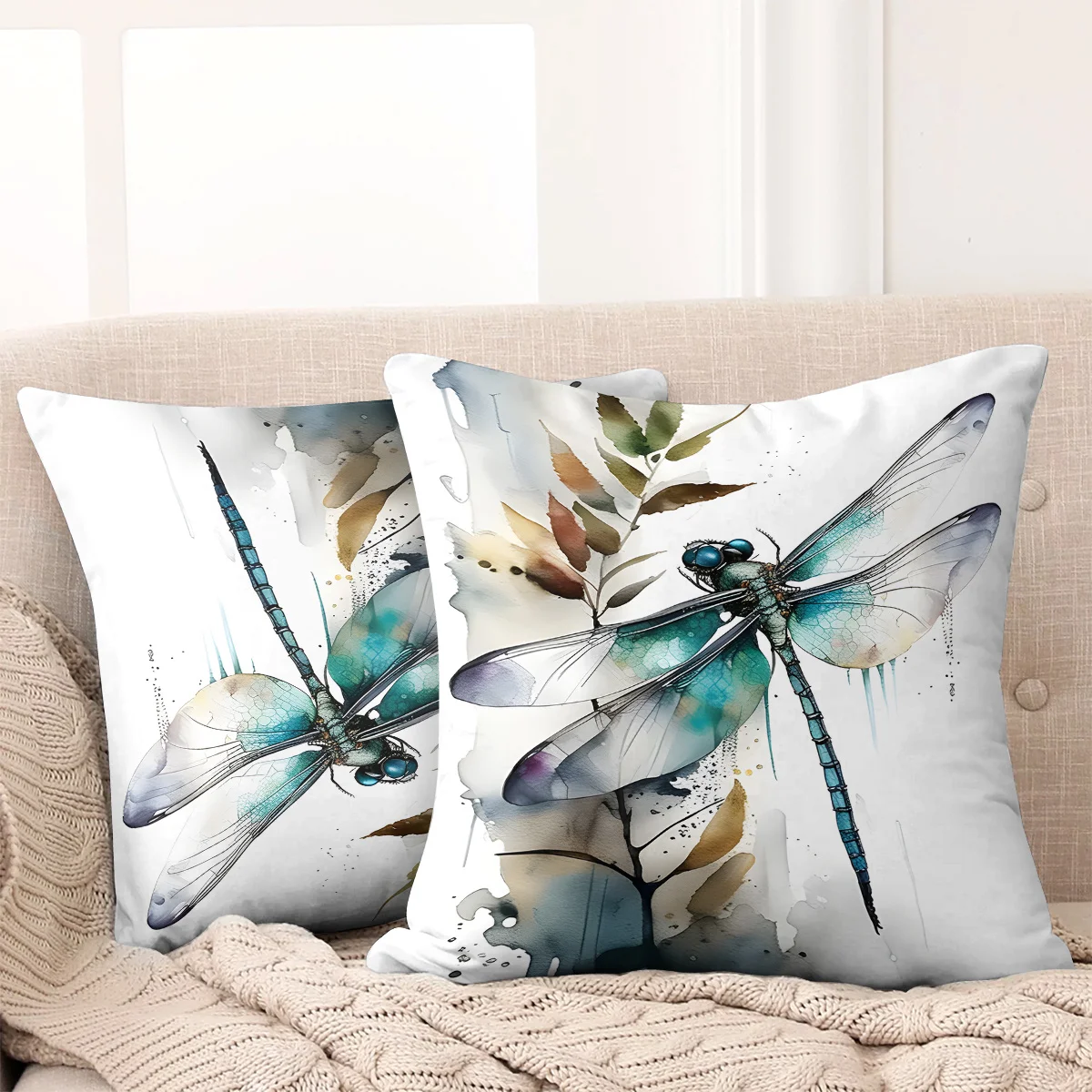 2개입 모던 잠자리 무늬 쿠션 커버, 18x18인치, - Pillow Insert 18X18 리뷰 및 가격