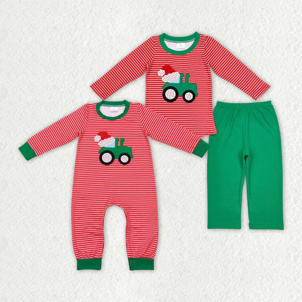 

High Quality Kids Boy Boutique Clothes Christmas Tractor Applique Clothing Sets